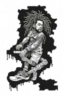 Music leg sleeve featuring j cole, kendrick lamar, tyler the creator and travis scott tattoo design idea