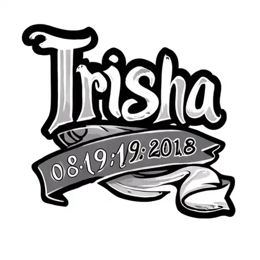 "Trisha 08/19/2018" Name and date tattoo tattoo design idea