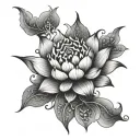Vajra and Lotus Flower tattoo design idea
