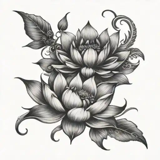 Vajra and Lotus Flower tattoo design idea