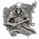 reaper with sithe and scale balanced tattoo design idea