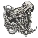 reaper with sithe and scale balanced tattoo design idea