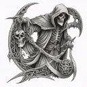 reaper with sithe and scale balanced tattoo design idea
