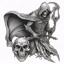 reaper with sithe and scale balanced tattoo design idea