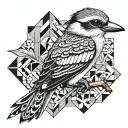 kookaburra with geometric pattern incorporating elements tattoo design idea