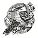 kookaburra with geometric pattern incorporating elements tattoo design idea