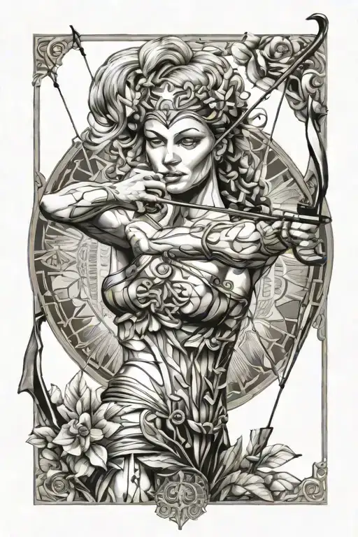 artemis shooting a bow tattoo design idea