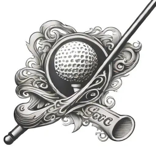 Golf club with signature on shaft tattoo design idea