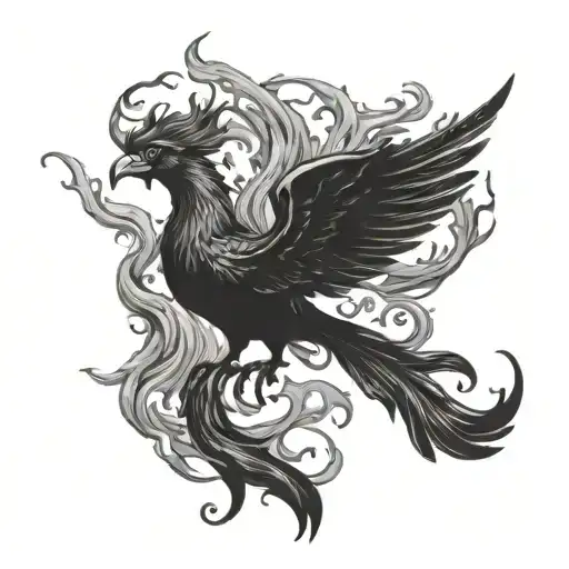 phoenix turning into ashes symbolizing rebirth feminine tattoo design idea