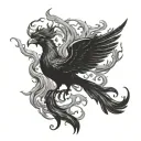 phoenix turning into ashes symbolizing rebirth feminine tattoo design idea