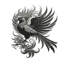 phoenix turning into ashes symbolizing rebirth feminine tattoo design idea