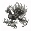 phoenix turning into ashes symbolizing rebirth feminine tattoo design idea