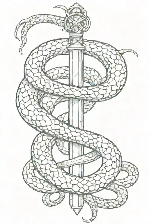 infinity snake with 3 swords crossed tattoo design idea