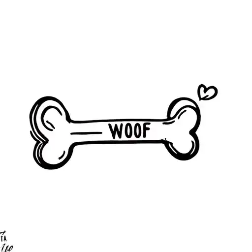 dog bone with woof insdie it  tattoo design idea