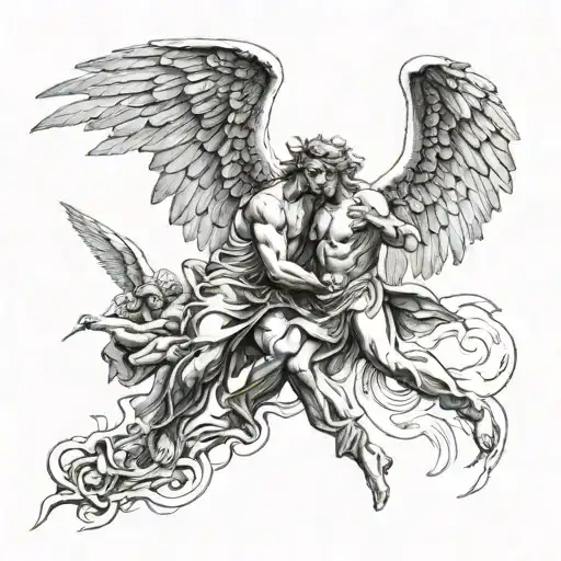 angels vs demons tattoo design idea