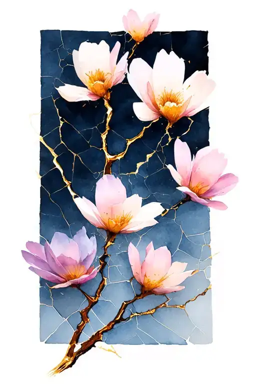 Add gold kintsugi crack through the image tattoo design idea