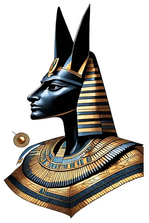 click and Anubis egypcian god tattoo design idea