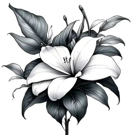 peace lily and plumeria flowers tattoo design idea