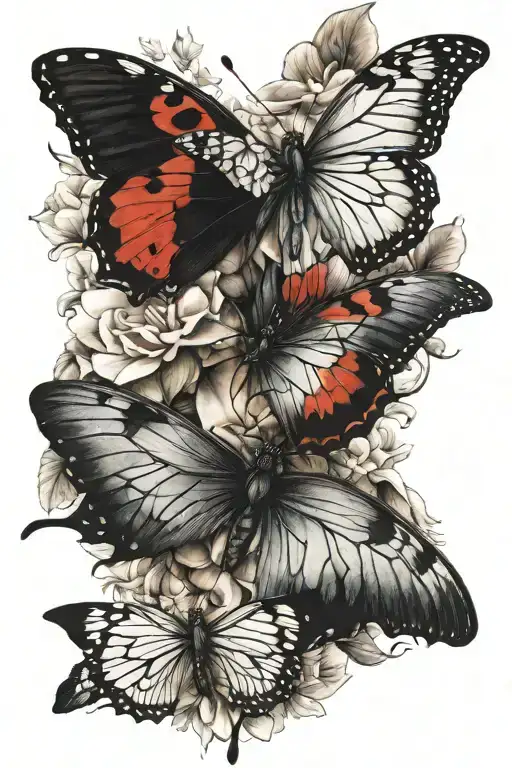 Flor de Maga and 3 butterflies tattoo design idea
