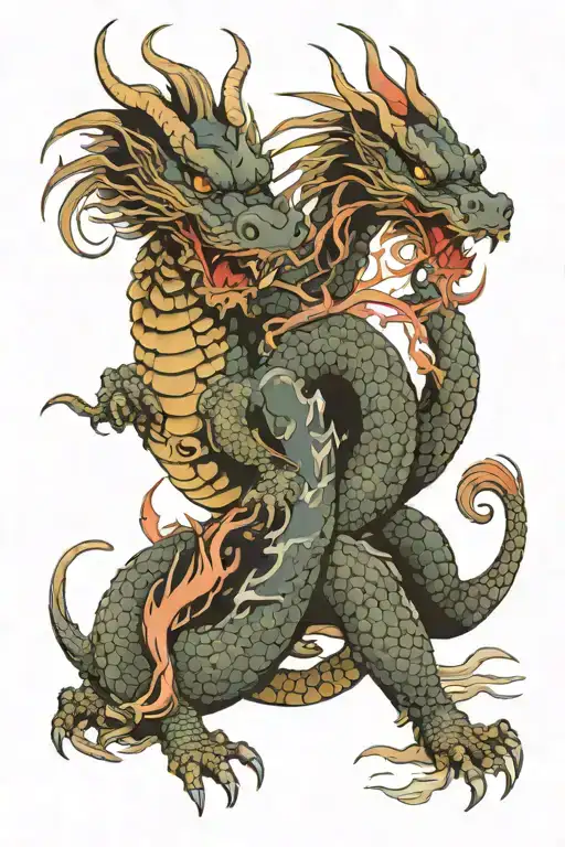 2 dragon with rat and chicken tattoo design idea