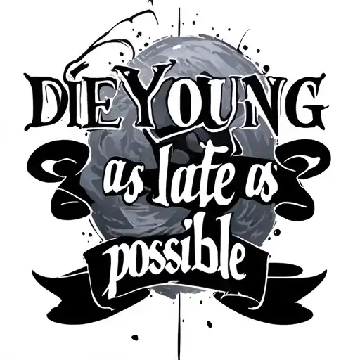 "DIE YOUNG as late as possible" Enso tattoo design idea