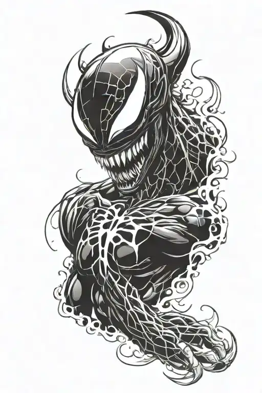 marvel character venom mostly line work tattoo design idea