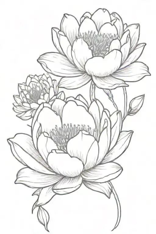 waterlily and peony flower tattoo tattoo design idea