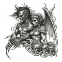 good vs evil battle chicano  tattoo design idea