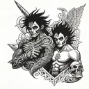 good vs evil battle chicano  tattoo design idea