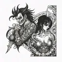 good vs evil battle chicano  tattoo design idea