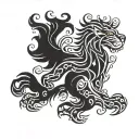 scotish lion its claw clawing through scotland map tattoo design idea