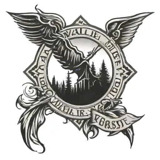 alan wake forest logo tattoo design idea