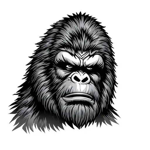 Sasquatch face looking angry tattoo design idea