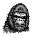 Sasquatch face looking angry tattoo design idea