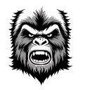 Sasquatch face looking angry tattoo design idea
