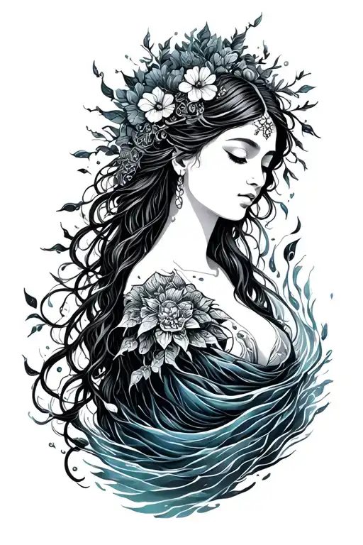 Water Goddess tattoo design idea