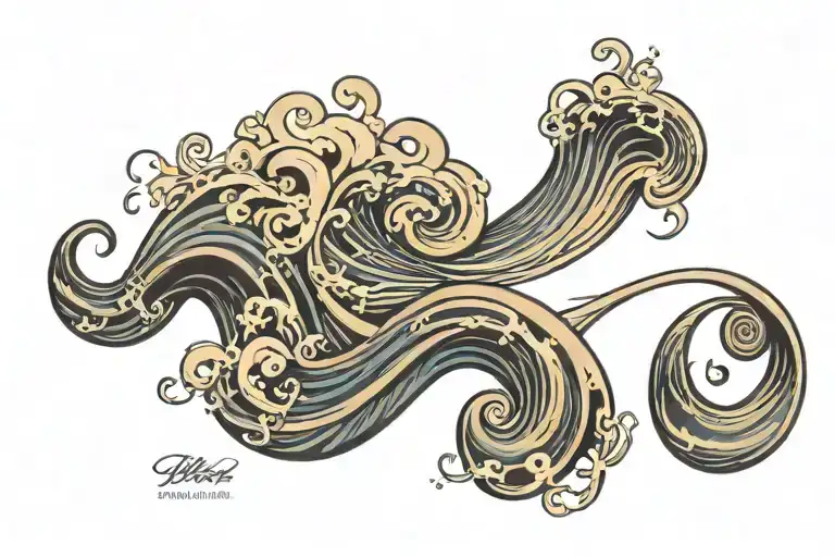 simple wave with words "oh how the tide change" tattoo design idea