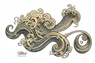 simple wave with words "oh how the tide change" tattoo design idea
