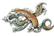 simple wave with words "oh how the tide change" tattoo design idea