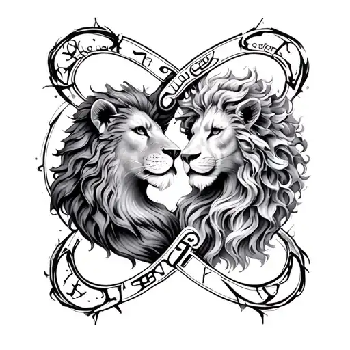 Leo and virgo zodiac sign intertwined symbolizing tattoo design idea