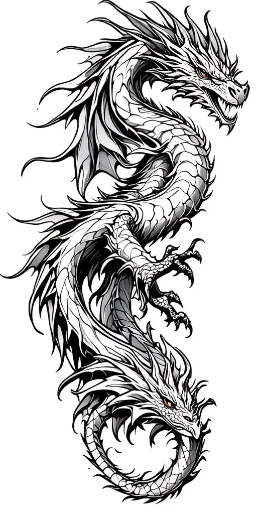 abstract dragon flying tattoo design idea