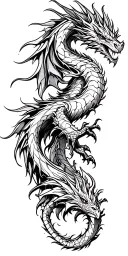 abstract dragon flying tattoo design idea
