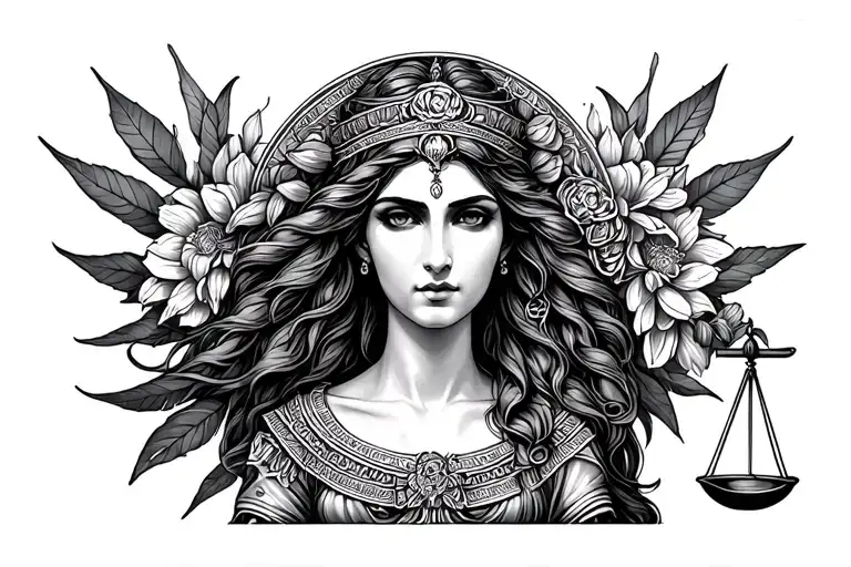 Libra goddess tattoo design idea