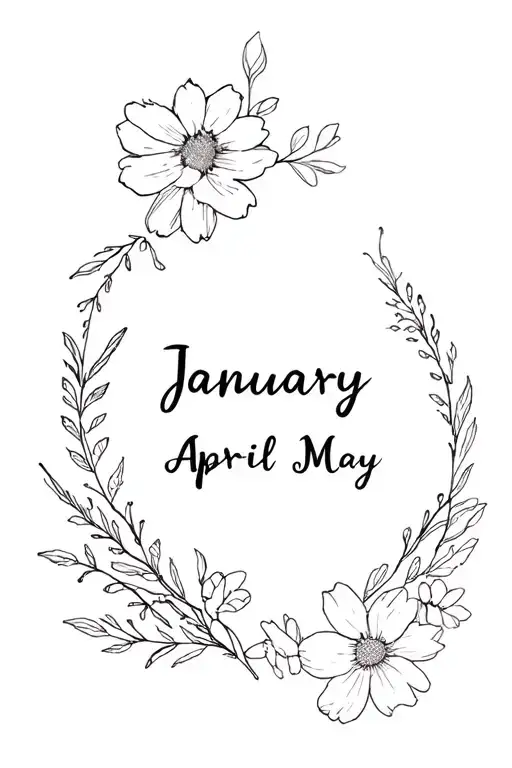 flower bouquet january, april, may, july, august birth flower tattoo design idea