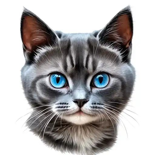 British shorthair cat with blue eyes tattoo design idea