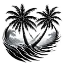 3 Palm Trees wave forming the shape tattoo design idea