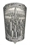 nyc skyline technology and binary coding symbol intertwined tattoo design idea