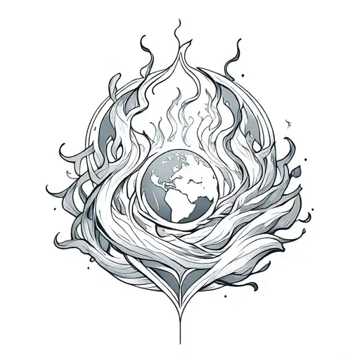 mystic elements earth wind fire water air tattoo design idea
