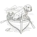 skull and pet dog on canoe tattoo design idea