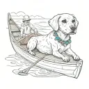 skull and pet dog on canoe tattoo design idea